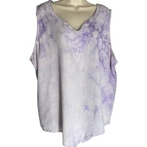 Cottonways Purple Tie Dye Gauze Tank Top‎ Lagenlook Size 3 2X 3X